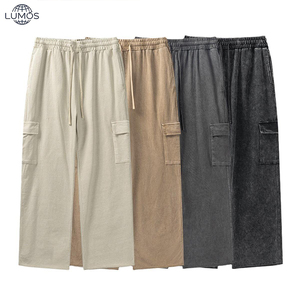 <span class=keywords><strong>Pantalon</strong></span> <span class=keywords><strong>cargo</strong></span> streetwear délavé à l'acide, coupe droite multi-poches, style workwear urbain, décontracté et ample pour homme - Product Image 2