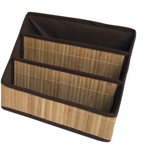 Bamboo Non-Folding <b>Magazine</b> <b>Rack</b> with Lining Holder Storage Boxes Bins (HMT 13.207) Brown Modern Eco-Friendly Bathroom Use - Product Image 1