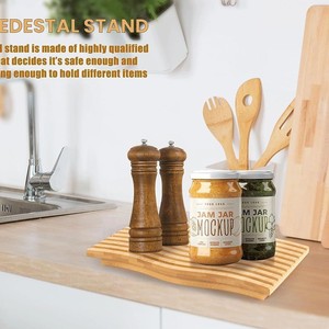 Plateau de rangement en bois pour lavabo de salle de bain, design minimaliste, couleur bois naturel, personnalisable, rangement de cuisine - Product Image 4