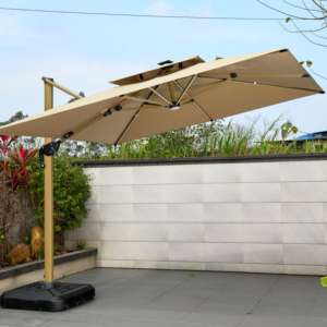 Sombrilla Romana <span class=keywords><strong>Cantilever</strong></span> de Fábrica al Por Mayor para Exterior con Luz LED, Paraguas de Jardín y <span class=keywords><strong>Patio</strong></span> Impermeable con Bases - Product Image 6