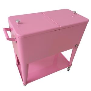 73L Practical Rollable Cooler Cart Metal Cooling Box Keep <strong>Cool</strong> Ice Chest <strong>with</strong> <strong>Wheels</strong> for Garden - Product Image 6