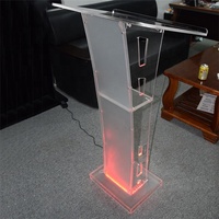 Pupitre pliable en acrylique avec éclairage LED pour conférences, discours, cérémonies d'ouverture et célébrations