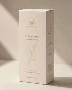 Caja Cosmética de Cartón Color Marfil con Logotipo Estampado en Oro Personalizado, Caja de Embalaje Rectangular Plegable y Suave para Productos de Belleza - Product Image 3