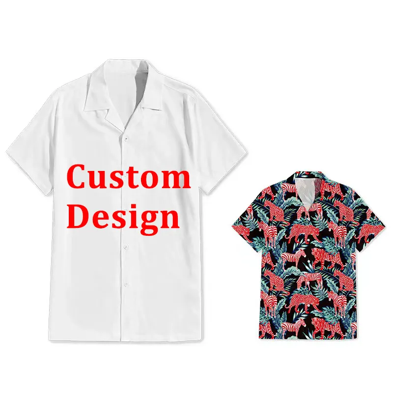Custom Design Sublimation 3D Print Beach Shirt All Over Printing Hawaiian Shirt for Men