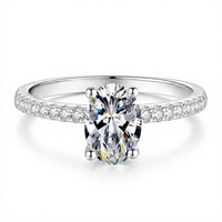 Bague en argent sterling 925 avec moissanite ovale, forme poire, pour femme, ajustable, cadeau, bijoux personnalisés en moissanite