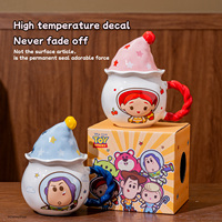 Tasses à café en céramique mignonnes Disney Toy Story 470 ml avec poignée et couvercle pour la maison, les enfants et les cadeaux