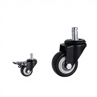 Roue pivotante universelle en polyuréthane et nylon de 1,52 pouce pour chaise de bureau, de gaming ou de mobilier, avec frein et filetage