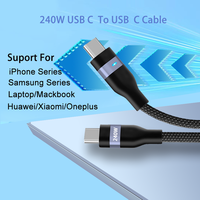 Haute qualité PD 240W 60W USB C vers USB C LED câble tressé en Nylon rapide 48V 5A câble de chargeur USB-C pour Samsung iPhone ordinateur portable Kable