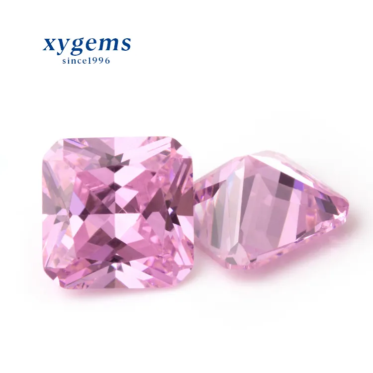 3x3mm-10x10mm Synthetic High Quality Pink Cubic Zirconia Color Machine Cut Octagon Square CZ