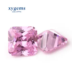 3x3mm-10x10mm Synthetic High Quality Pink Cubic Zirconia Color Machine Cut Octagon Square CZ