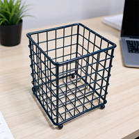 Panier de rangement de petits objets de bureau en treillis métallique en métal Organisateur de rangement domestique