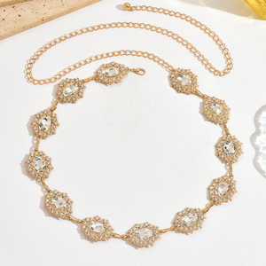 เครื่องประดับชุนฉวน  โซ่คาดเอวโลหะผสมสำหรับผู้หญิง ดีไซน์ย้อนยุคสไตล์วัง  ตกแต่งคริสตัลหรูหรา  ช่วยเสริมรูปร่างให้ดูเพรียว - Product Image 4