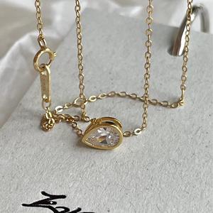 925 스털링 실버 패션 쥬얼리 CZ 지르콘 여성용 물방울 펜던트 목걸이 - Product Image 2