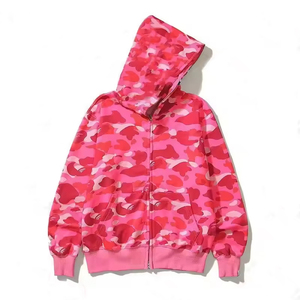 Sudadera con Capucha y Cremallera Completa de Alta Calidad 2026 Bapees Camuflaje Tiburón, de Algodón, para Hombre, Mujer, Unisex, Estilo Urbano - Product Image 2