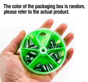 मछली पकड़ने के नमूनों से निपटने के लिए ग्रीन बॉक्स-पैक 1.8 जी-10 गसिंकर मोड्स लीड वजन मछली पकड़ने के सामान - Product Image 4