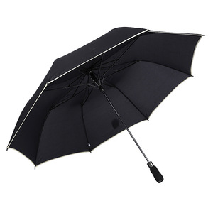 Parapluie de golf extra large de 27 pouces avec design classique, logo personnalisable, motif à trois plis pour couvrir trois personnes - Product Image 6