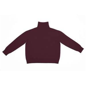 Pull-over fin à la mode pour femmes personnalisé OEM laine-cachemire col haut tricoté style chinois manches longues et amples pour l'automne - Product Image 1