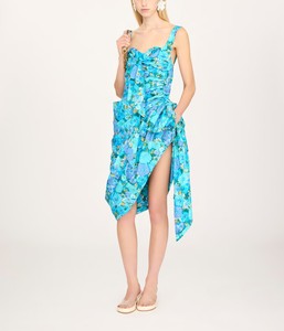 Polyester Poplin Chest Wrapped Empire Waist <b>Spaghetti</b> <b>Strap</b> Casual Summer Maxi Dress Washable Digital Printing - Product Image 1