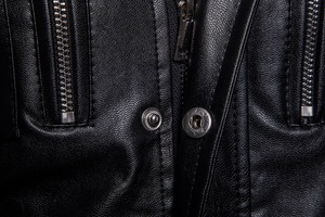 Primavera e autunno nuovo cappotto lungo da uomo con colletto nero giacca in pelle da motociclista con cerniera a quattro tasche giacca lunga da uomo. - Product Image 5