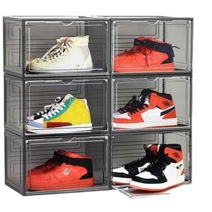 DAYOOH Grand Conteneur à Chaussures à Côté Rabattable, Organisateur de Chaussures Empilable Transparent, Boîte de Rangement Pliable en Plastique avec Couvercle Magnétique - Product Image 3