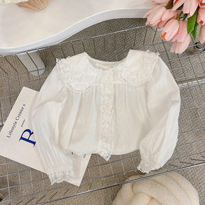 <span class=keywords><strong>Blusas</strong></span> y Camisas <span class=keywords><strong>de</strong></span> Manga Larga <span class=keywords><strong>de</strong></span> Algodón para Bebés Niñas con Encaje y Cuello Peter Pan, Blusa Casual para Primavera y Otoño como Prenda Interior para Niños - Product Image 6