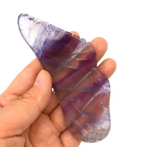 Ferramenta de Massagem Facial de Cristal Fluorita Colorida Natural Gua Sha 7 Chakras para Antienvelhecimento e Lifting Facial - Product Image 1