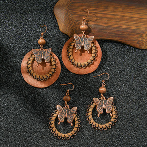 Butterfly <b>Drop</b> Earrings Antique <b>Bronze</b> Plated Bohemia Style Women's Fashion Dangle Earrings - Product Image 2