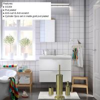 BX — ensemble d'accessoires de salle de bain en acier inoxydable, peints en or, avec un porte-brosse de toilette, un distributeur de savon, un bol, une savonnière