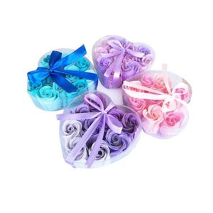 Juego de Regalo de Jabones en Forma de Corazón, 9 Jabones de Rosa en Caja de Plástico, Ligeros, 84mm, Espuma Delicada - Product Image 1