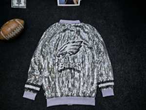 Wholesale Custom Football Philadelphia Eagle Green Sequin <strong>Jacket</strong> Game Day Sports <strong>Glitter</strong> Jersey Eagle Sequin <strong>Jackets</strong> for Women - Product Image 5