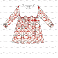 Vente en gros de robes pour filles personnalisées avec monogramme de Noël, dos à nœud festonné, ensemble de couches pour bébés et tout-petits