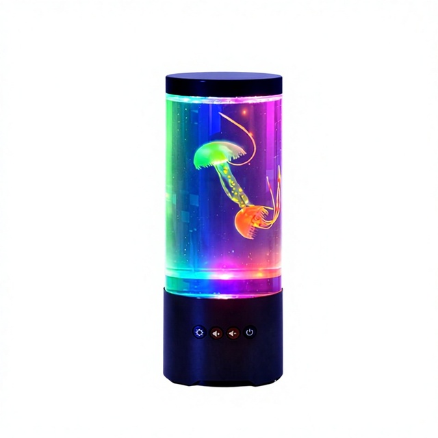 9 Inch Jellyfish Cylindrical Aquarium Lamp for Manual Control Music Atmosphere Light Minimalist Design Plastic Material