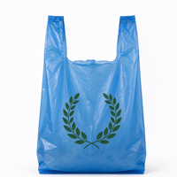 Sac de courses en plastique jetable bleu avec logo personnalisé et motif végétal unique pour supermarchés sur le marché africain