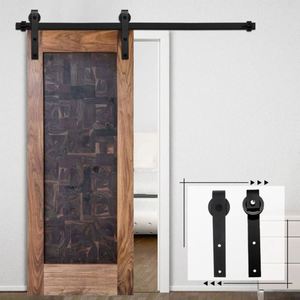 WEKIS Rail coulissant en acier au carbone noir de haute qualité pour porte de grange, design moderne, garantie de 2 ans - Product Image 1