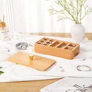 Cross-border wooden double-layer <b>jewelry</b> <b>box</b> with lid, earrings, <b>necklaces</b>, and other <b>jewelry</b> storage <b>box</b>, women's bracelet and - Product Image 4