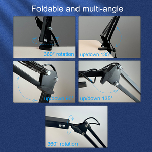 Lampe <span class=keywords><strong>de</strong></span> bureau à clipser LED pliable tout métal, lampe <span class=keywords><strong>de</strong></span> lecture à <span class=keywords><strong>pince</strong></span>, 3 températures <span class=keywords><strong>de</strong></span> couleur, 10 niveaux <span class=keywords><strong>de</strong></span> gradation, mémoire, alimentation USB, protection des yeux - Product Image 2