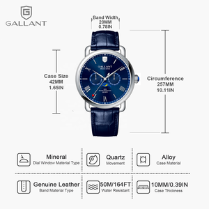 Orologio di Lusso da Uomo GALLANT di Alta Qualità Resistente all'Acqua 5ATM in Lega 20mm con Indicatore delle Fasi Lunari ODM - Product Image 6