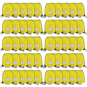 Foldable Portable Solid <b>Drawstring</b> Bags Bulk <b>Backpack</b> DIY Gym Sports Cinch Bag Yellow Large Classic Polyester - Product Image 1