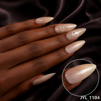 Faux ongles magnétiques à presser en gros, forme cœur œil de chat, pour carnations foncées, étiquette privée