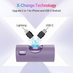 Mini batterie externe avec prise interchangeable de type C et L, étui en caoutchouc de silicone, charge rapide 20W, chargeur de poche fin et portable, OEM - Product Image 1