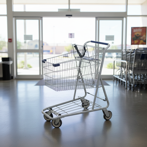 Carrito de Compras de Malla Metálica de Doble Capa con Recubrimiento en Polvo, Carrito de Frutas y Verduras de Doble Piso para Productos Frescos - Product Image 4