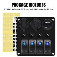Panel de interruptores basculantes marinos de 4 posiciones, impermeable, con encendedor de coche, toma USB tipo C, voltímetro LED y disyuntores para embarcaciones