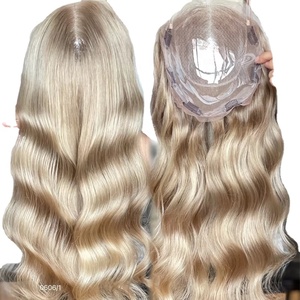 Venta al por mayor Rubio Balayage cabello de seda Natural 8*8 encaje completo cabello humano Toppers 100% fábrica crudo camboyano cabello humano Mini pelucas - Product Image 1