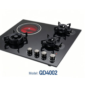 Estufa de <span class=keywords><strong>Gas</strong></span> y Eléctrica Integrada, de Vidrio Templado, con 4 Quemadores, Cocina - Product Image 2