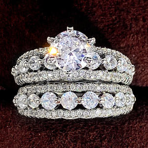 Anello di fidanzamento con diamanti in oro bianco per donna, diamante naturale con taglio rotondo brillante, colore D DJ027 - Product Image 6