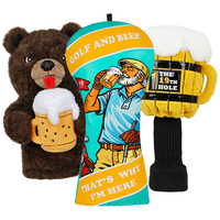 En stock : Housses de tête de club de golf personnalisées sur le thème de la bière, pour driver et bois, en peluche brodée, OEM ODM, accessoires de golf personnalisés