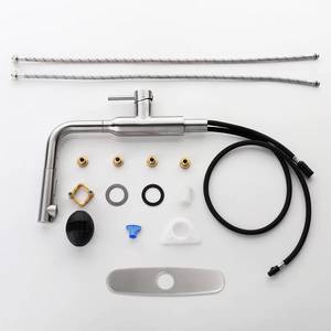 Modern Classic Single Handle Kitchen Faucet Ceramic Valve <b>Brushed</b> Finish <b>Deck</b> Mounted Stainless Steel Chrome Pull Spray 1 Year - Product Image 6