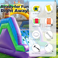 Toboggan aquatique gonflable commercial en PVC à double voie pour extérieur, jardin, adultes et enfants, avec piscine et structure d'escalade, souffleur inclus
