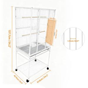 Cage d'élevage d'oiseaux en fil de fer blanc avec plateau et roues - Product Image 3