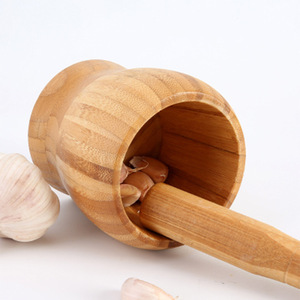 Bamboo Garlic Mortar Pestle Set 9.5 10.5 12.5 Cm Kitchen <b>Herb</b> Spice <b>Grinder</b> Manual Crusher For Cooking Seasoning - Product Image 1